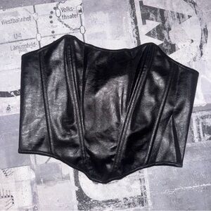 NWT Scarlet Darkness Goth Faux Leather Black Boned Corset SIZE 10 Lace up